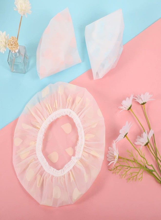 Pengxiaomei Waterproof Shower Caps, 3 Pcs Plastic Reusable Shower Caps Elastic Band Bath Caps for Women Ladies Spa Salon - Image 4