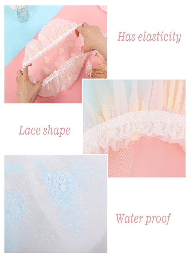 Pengxiaomei Waterproof Shower Caps, 3 Pcs Plastic Reusable Shower Caps Elastic Band Bath Caps for Women Ladies Spa Salon - Image 3