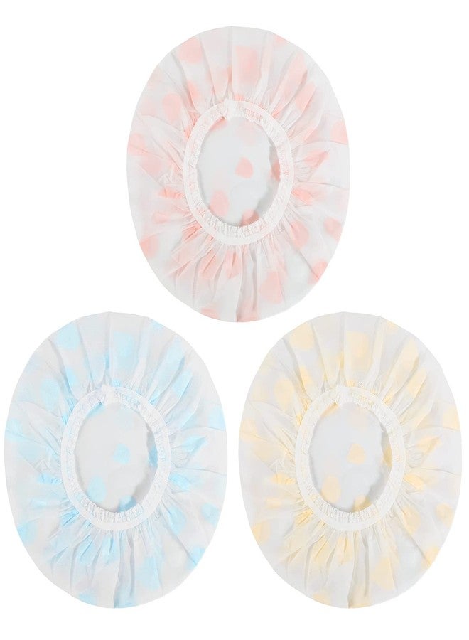 Pengxiaomei Waterproof Shower Caps, 3 Pcs Plastic Reusable Shower Caps Elastic Band Bath Caps for Women Ladies Spa Salon - Image 1