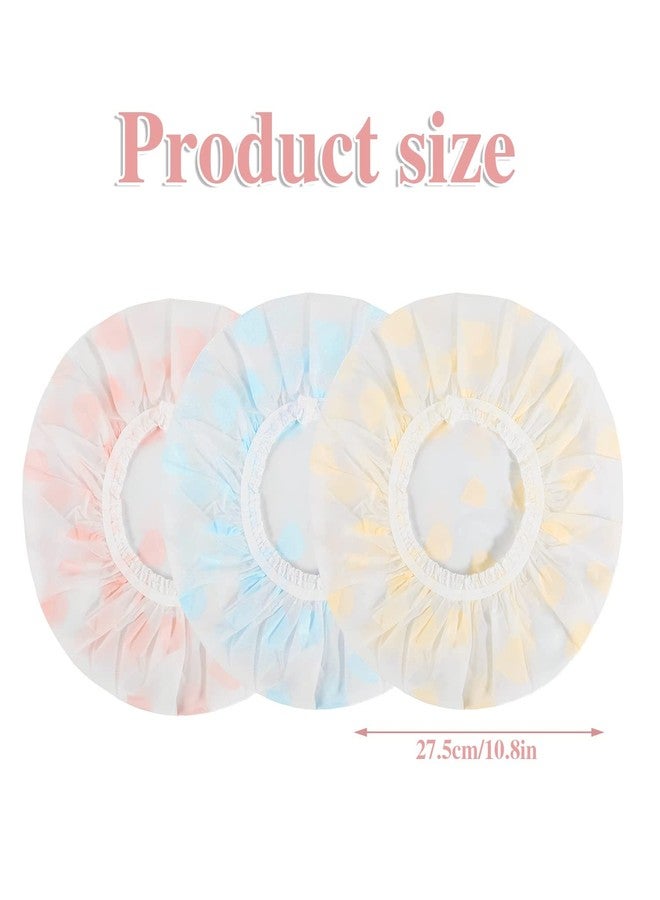 Pengxiaomei Waterproof Shower Caps, 3 Pcs Plastic Reusable Shower Caps Elastic Band Bath Caps for Women Ladies Spa Salon - Image 2
