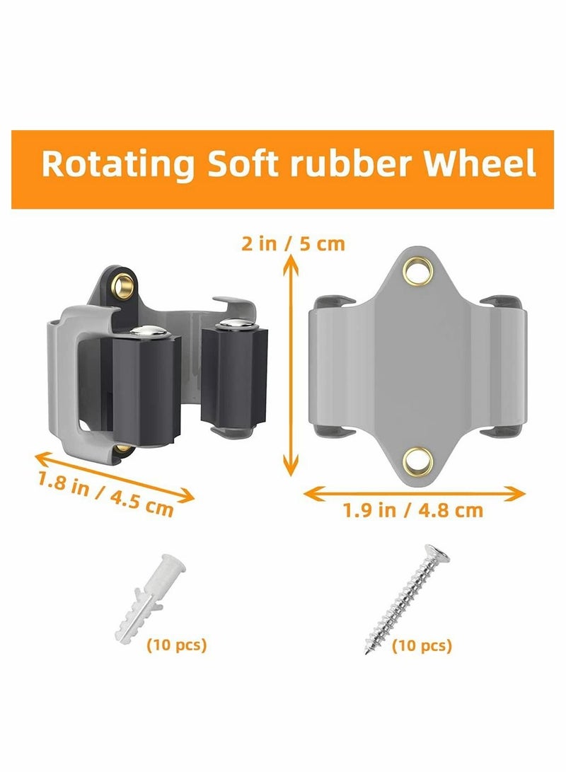 Broom Mop Holder, Holders 5 PCS, Sweeping Brush Organizers Wall Mounted Anti-Slip, Holder Hook For Pole And Broom, Tidy Tools Organiser Storage - Image 2