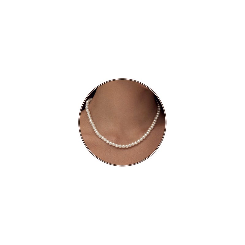 Zeffy Pearl Necklace for Women, 6MM Dainty Round Imitation Pearl Choker Necklace Wedding Pearl Necklace Delicate Jewelry for Women Simple Bridesmaid Jewelry Gifts - Image 1
