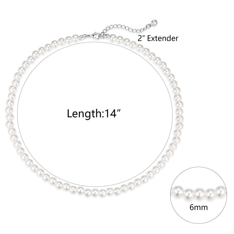 Zeffy Pearl Necklace for Women, 6MM Dainty Round Imitation Pearl Choker Necklace Wedding Pearl Necklace Delicate Jewelry for Women Simple Bridesmaid Jewelry Gifts - Image 5