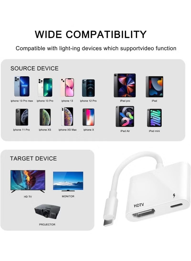 MFi Certified Lightning to HDMI Digital AV Adapter with Charging Port, 1080P Screen Mirroring for Compatible iPhone and iPad - Image 3