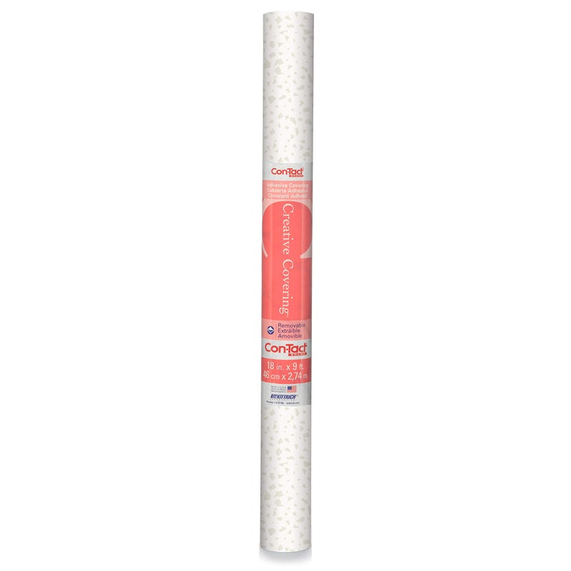 Con-Tact Brand Creative Covering, Self-Adhesive Shelf Liner, Multi-Purpose Vinyl Drawer Liner, Easy to Use and Apply, 18'' x 9', Faded Terrazzo Bone - Image 1