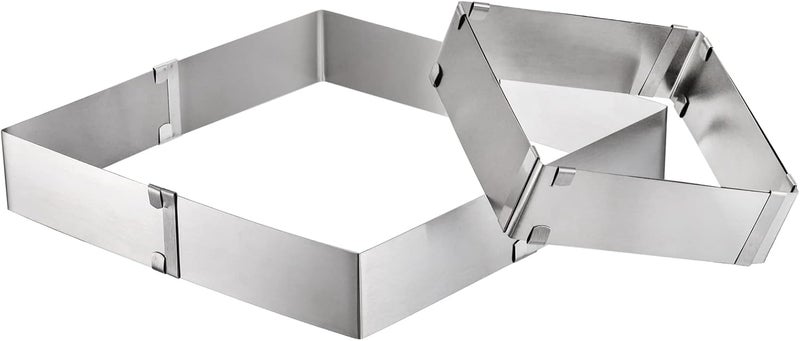 Youeon 4 Pack Square Molds, Ring Adjustable from 6" to 11", Stainless Steel Mousse Cake Ring, Baking Molds, Pastry Making Tool for Birthday Cake, Party Dessert, Handmade Snack - Image 4