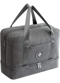Sports Gym Duffel Bag with Wet Pocket & Shoes Compartment -Grey