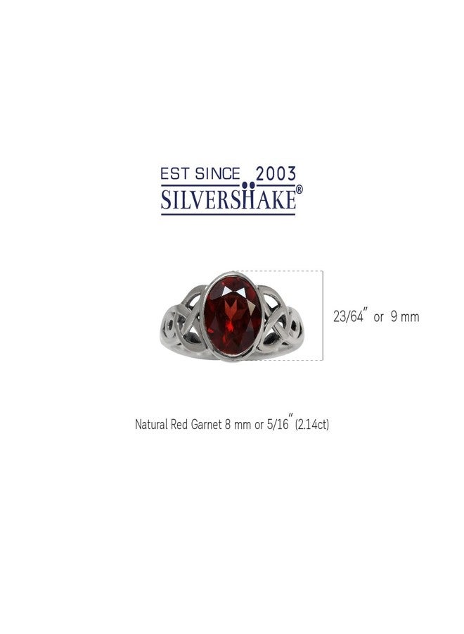 Silvershake 2.14ct. 8mm Natural Round Shape Garnet 925 Sterling Silver Triquetra Celtic Knot Solitaire Ring Size 7.5 - Image 2