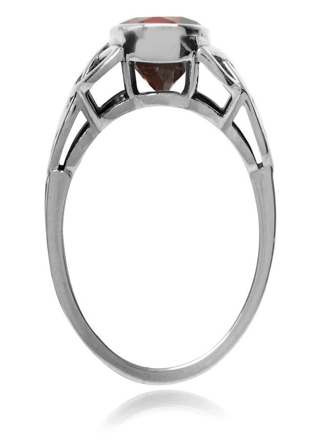 Silvershake 2.14ct. 8mm Natural Round Shape Garnet 925 Sterling Silver Triquetra Celtic Knot Solitaire Ring Size 7.5 - Image 3