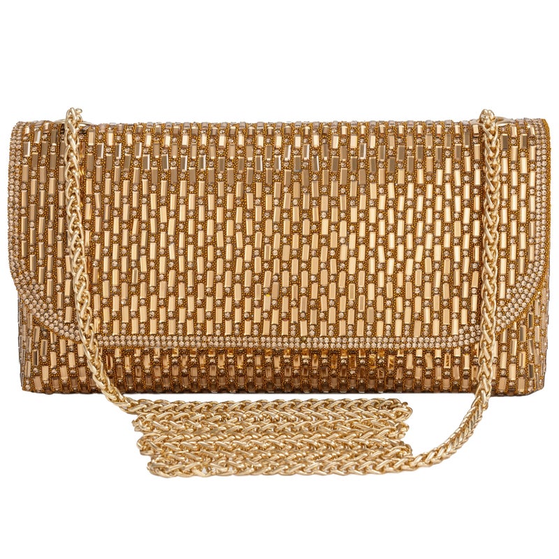 Coucoland Clutch Purses for Women, Formal Evening Bags with Glitter Rhinestones Party Shoulder Bag Wedding Cocktail Prom (Gold) - Image 1