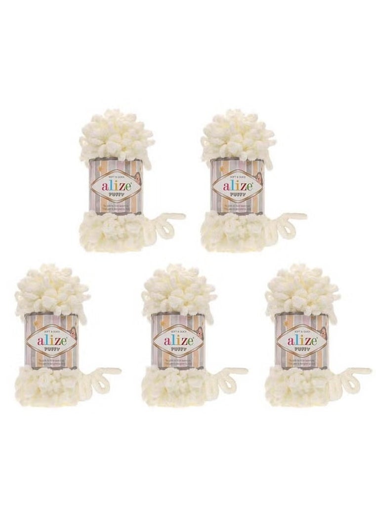 ALIZE 5 Pcs Puffy Micropolyester Hand Knitting Yarn For Blanket 62 