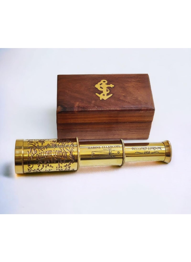 NORVILLE NORVILLE Brass Victorian Telescope Nautical with Wood Box SeaStyle Kids Bird Watching Trekking Collectible Gift 