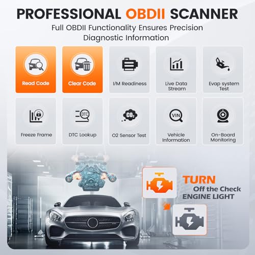 Ancel ANCEL AD410 Pro 2 in 1 OBD2 Scanner Battery Tester, OBD2 Scanner Diagnostic Tool for Car Check Engine Code Reader Scan Tool & 6V 12V 100-2000 CCA Battery Charging Cranking Test EVAP Live Data - Image 4