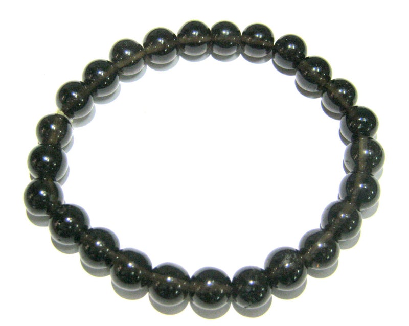 CRYSTALMIRACLE SMOKEY QUARTZ GEMSTONE 7 MM ROUND BEADED STRETCH BRACELET CRYSTAL HEALING MEN WOMEN GIFT FASHION JEWELRY - Image 2