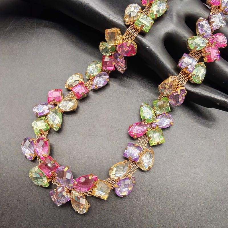 سلسلة من الكريستال Rhinestone بطول 29.53 بوصة إكسسوار زخرفي للحقيبة المحفظة القبعة الأحذية فستان الزفاف - Image 1