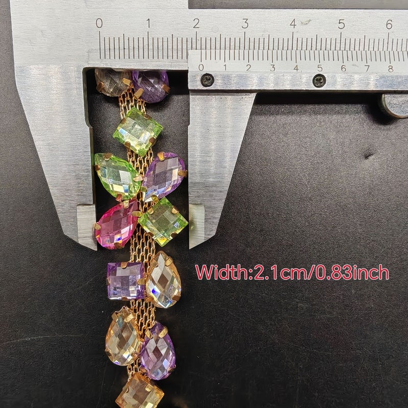 سلسلة من الكريستال Rhinestone بطول 29.53 بوصة إكسسوار زخرفي للحقيبة المحفظة القبعة الأحذية فستان الزفاف - Image 4