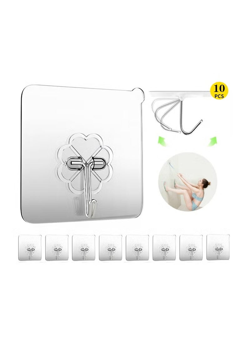10-Piece Wall Hooks - Self-Adhesive Hooks - Nail-Free Drill-Free Strong Sticky Hooks - Hanging Heavy Duty - Suitable for Home, Bathroom, Kitchen, Office