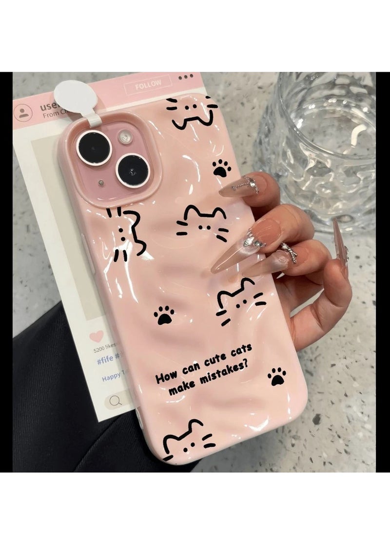 NIBEMINENT Cute Kitten Protective TPU Case Cover For IPhone 16 Plus, Pink