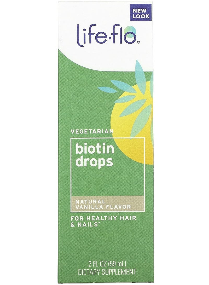 Life-flo قطرات البيوتين، نكهة الفانيليا الطبيعية، 2 أونصة سائلة (59 مل)