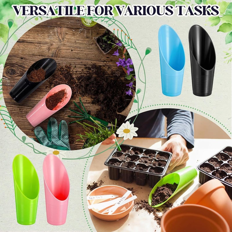 Lothee 48 Pcs Bonsai Soil Scoops Small Plastic Garden Soil Scoop Set Colorful Small Potting Shovel for Garden Tools - Image 4