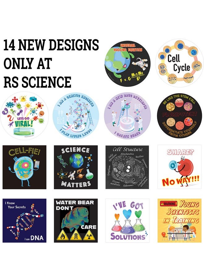 Rs' Science - 64Pcs Funny Science Stickers Vinyl Decals For Classroom Student Laboratory Physics Chemistry Biology Experiment Math Steam Education Teacher - Image 1