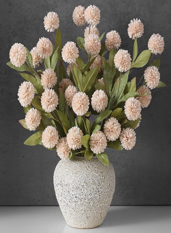 VIERENA 12 Pcs Faux Silk Pompon Mum Artificial Flowers for Vase -27", Bulk Fake Chrysanth Branches with Stems for DIY Bouquet Centerpieces Wedding Fillers Arrangements Shower Decorations (Beige) - Image 1