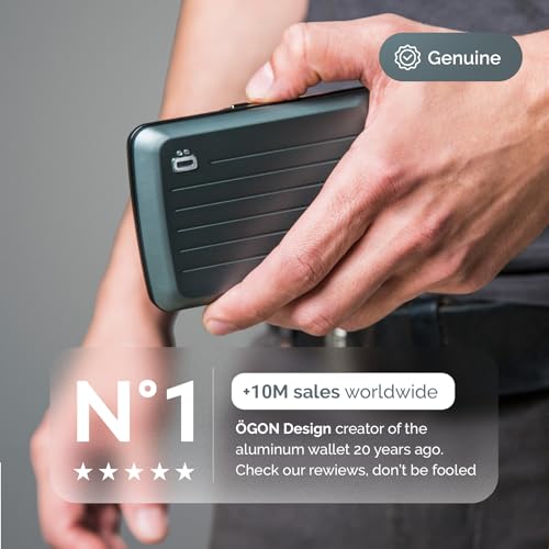 ÖGON -DESIGNS- Aluminum card holder with metal lock, RFID Protection against fraud and demagnetization, Compact wallet, Smart Case OSLO model - Image 3