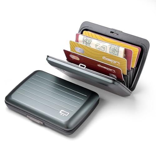 ÖGON -DESIGNS- Aluminum card holder with metal lock, RFID Protection against fraud and demagnetization, Compact wallet, Smart Case OSLO model - Image 2