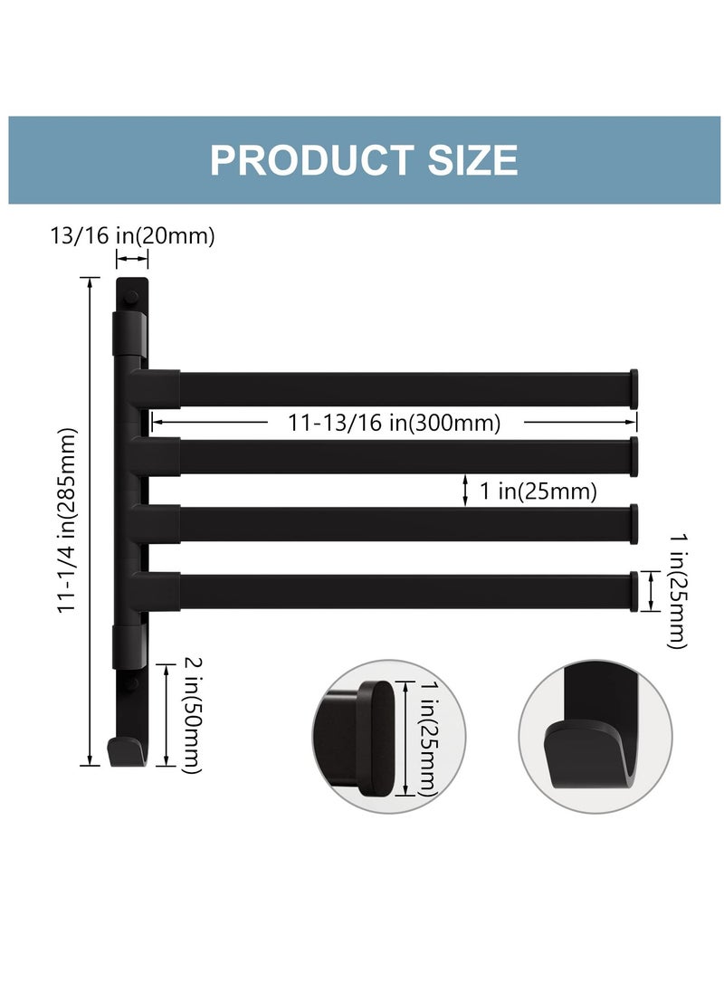 Excefore - Swivel Towel Rack,Wall Mounted Black Towel Bar with 4-Arm Towel Hanger,Rustproof Towel Racks for Bathroom 180° Rotation,13 Inch Bathroom Towel Holder, Bathroom Accessories - Image 1