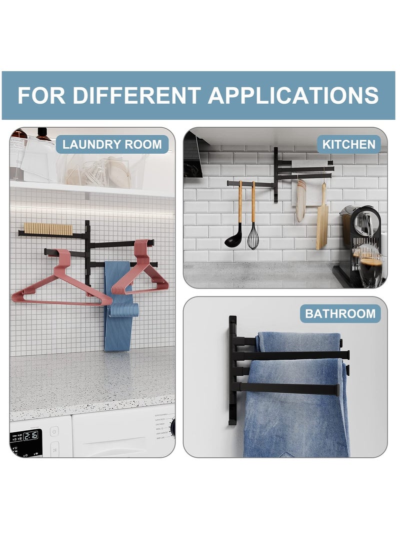 Excefore - Swivel Towel Rack,Wall Mounted Black Towel Bar with 4-Arm Towel Hanger,Rustproof Towel Racks for Bathroom 180° Rotation,13 Inch Bathroom Towel Holder, Bathroom Accessories - Image 1