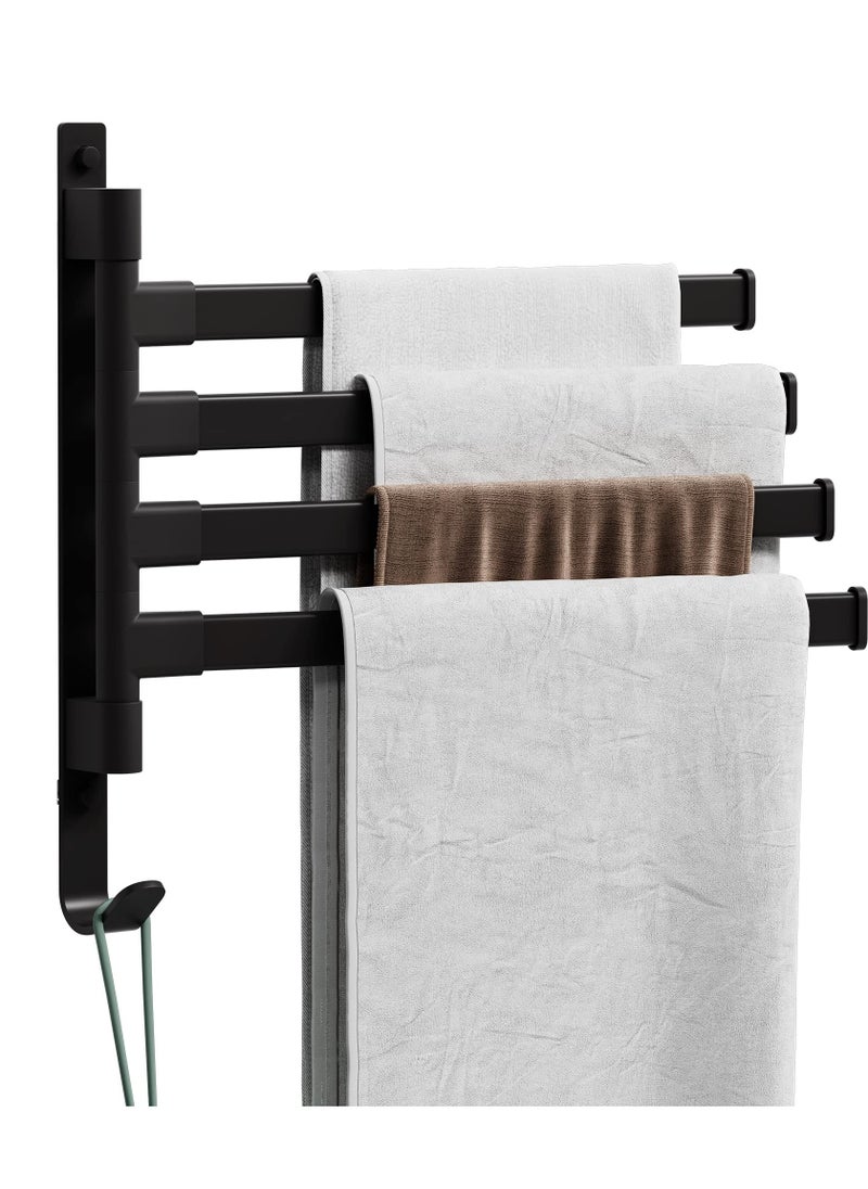 Excefore - Swivel Towel Rack,Wall Mounted Black Towel Bar with 4-Arm Towel Hanger,Rustproof Towel Racks for Bathroom 180° Rotation,13 Inch Bathroom Towel Holder, Bathroom Accessories - Image 1