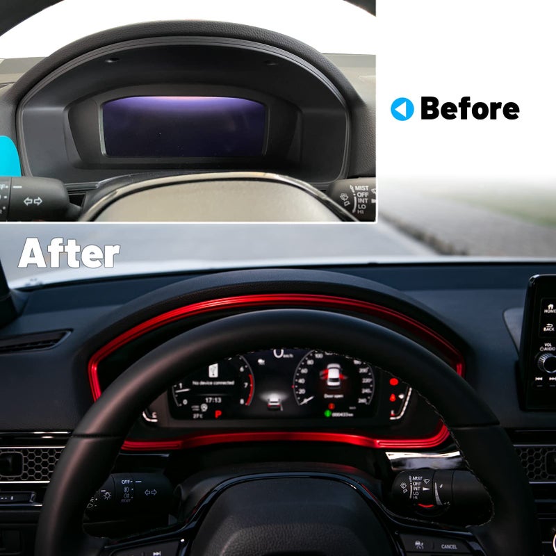 Thenice for 11th Gen Civic Dash Board Trims Instrument Panel Dashboard Cover Compatible with Honda Civic 2022 2023 2024 2025 2026 -Red - Image 4