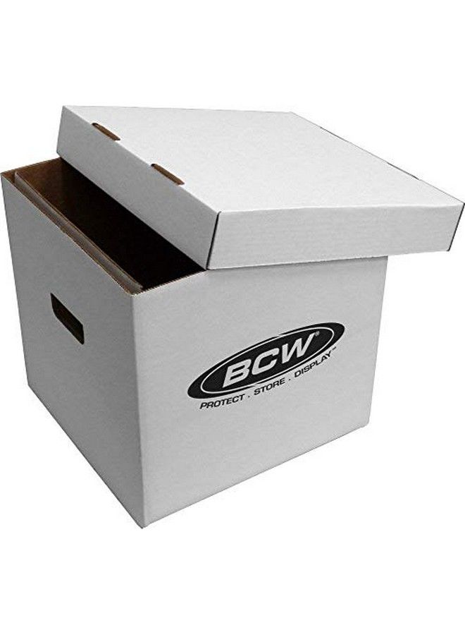 BCW 33 Rpm 12" Vinyl Storage Box With Lid ; Holds Up To 65 Lp'S Or Laser Discs ; White (5Boxes) - Image 1