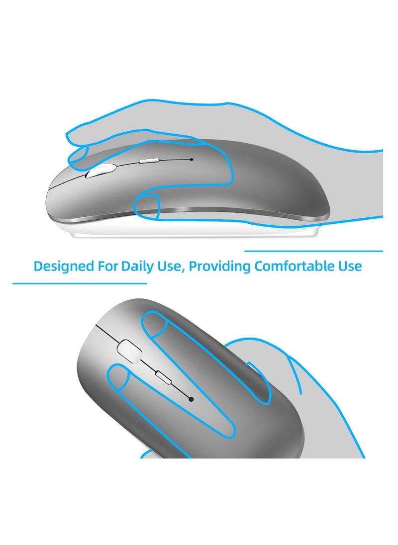 KASTWAVE - Wireless Mouse for Laptop Bluetooth Mouse for MacBook Pro/Air/Mac/iPad/Chromebook/Computer Dual Mode Silent Cordless Mouse with USB C Adapter (GrayWhite) - Image 1