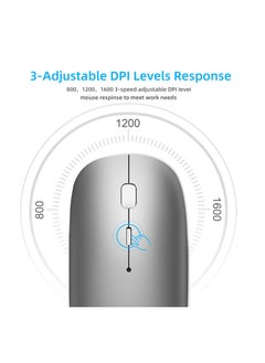 KASTWAVE Wireless Mouse for Laptop Bluetooth Mouse for MacBook Pro/Air/Mac/iPad/Chromebook/Computer Dual Mode Silent Cordless Mouse with USB C Adapter (GrayWhite)  - Image 4