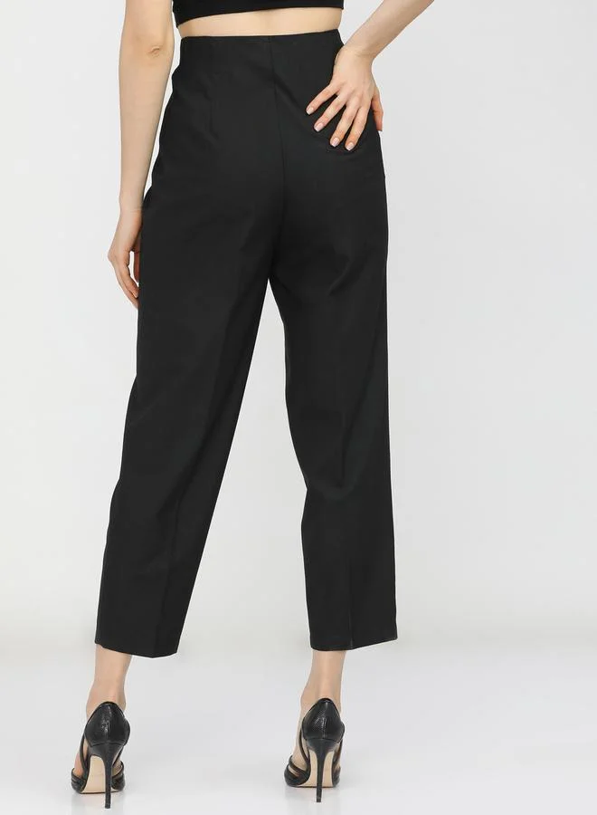 Tokyo Talkies High Rise Pleated Button Detail Trousers by Styli