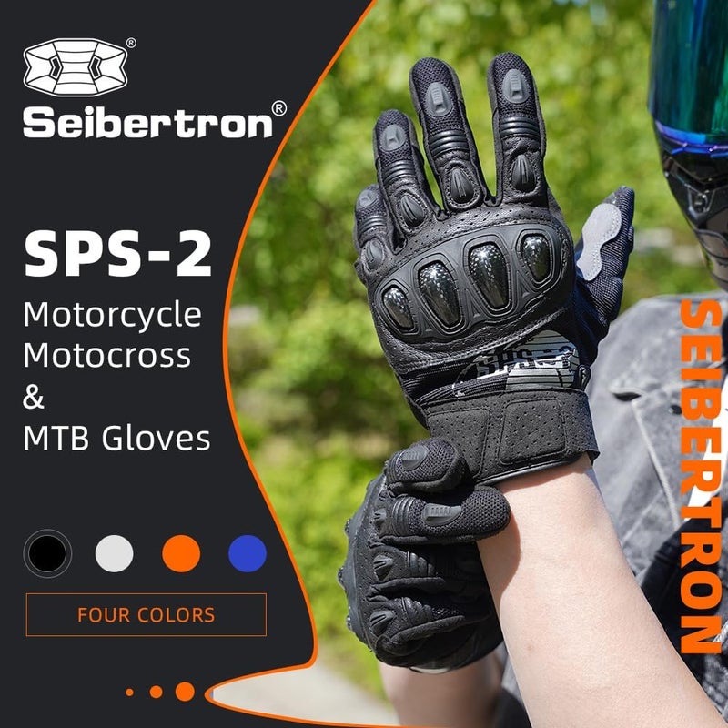 Seibertron SPS-2 Unisex Touchscreen Motorcycle Gloves - Full Finger Youth Black S - Image 3