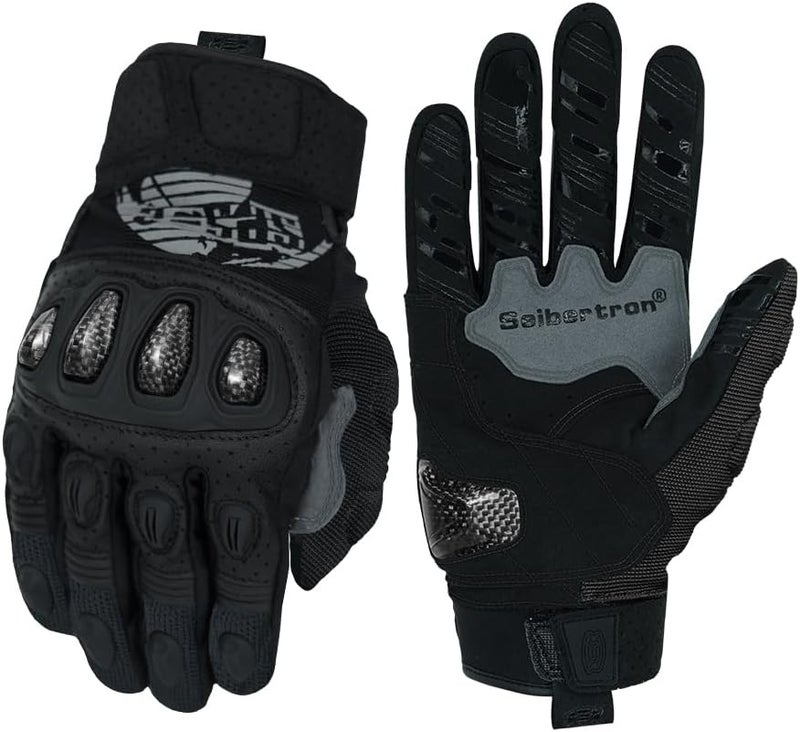 Seibertron SPS-2 Unisex Touchscreen Motorcycle Gloves - Full Finger Youth Black S - Image 1