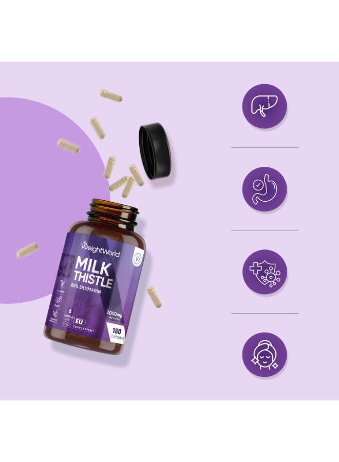 WeightWorld Milk Thistle Capsules - 180 Capsules - 6 Months Supply - Just 1 per Day - 80% Silymarin - 40:1 Extract - Vegan & Non-GMO - GMP-Approved Milk Thistle Herbal Supplements - Image 4