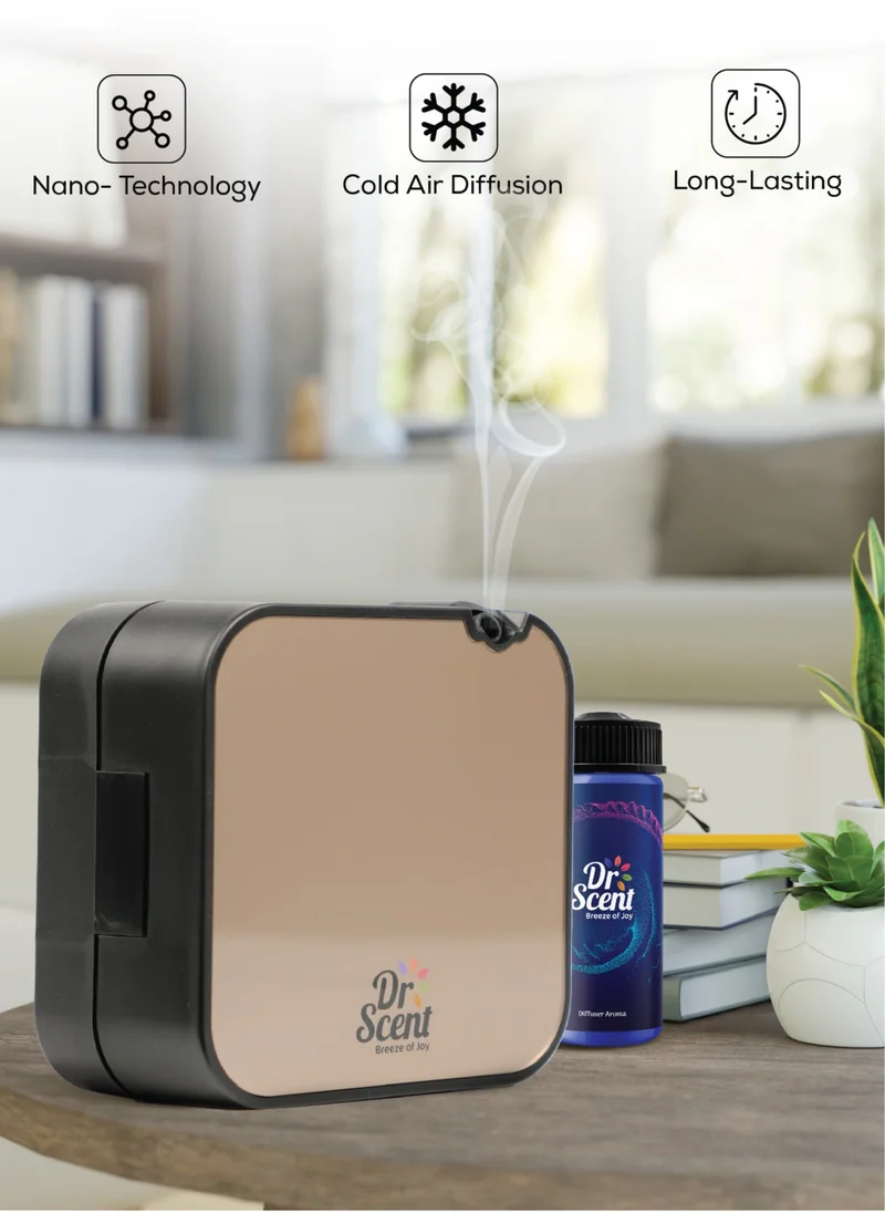 Dr Scent Essential Oil Diffuser – Mini: Miniature Aromatherapy Wonder with 30-100 Sqm Coverage, Exquisite Design, and Mobile App Integration for Enhanced Fragrance Experience (Gold)