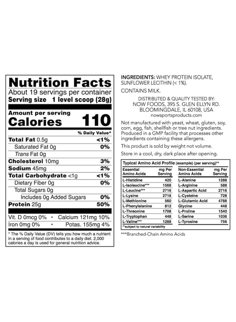Now Foods Whey Protein Isolate, Protein Powder,Unflavored 1.2 LBS - Image 2