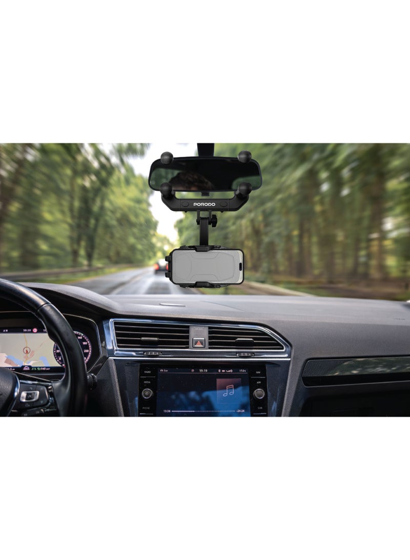 PORODO REARVIEW MIRROR BRACKET PHONE HOLDER / Rearview mirror mobile phone holder - BLACK - Image 2