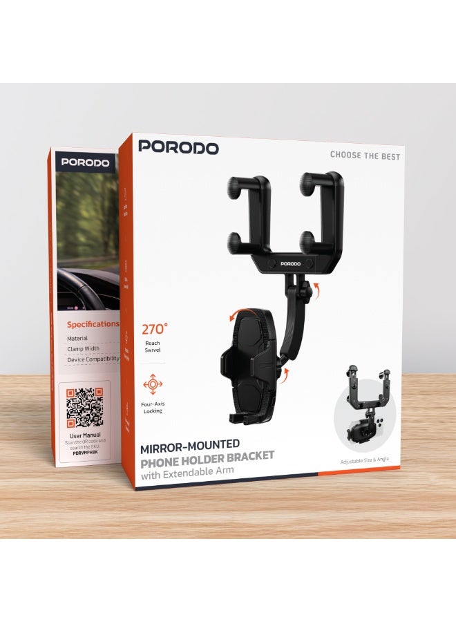 PORODO REARVIEW MIRROR BRACKET PHONE HOLDER / Rearview mirror mobile phone holder - BLACK - Image 3