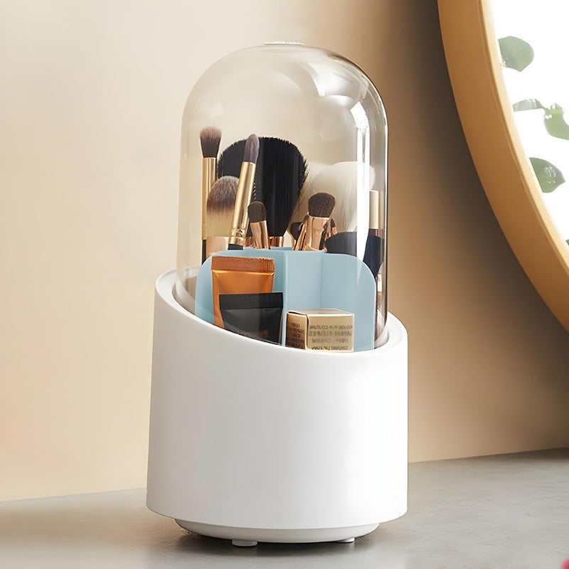 Cheet enterprise Makeup Brush Holder with Lid 360 Rotating Makeup Brush Organizer Case Clear, Dustproof Cosmetics Brush Organizer for Vanity, (Multicolor) - Image 1