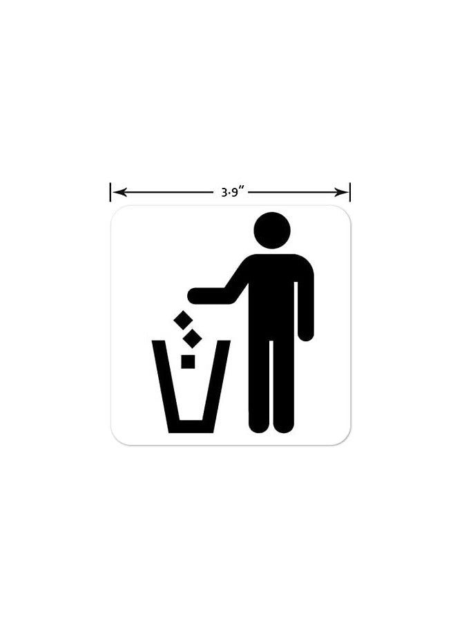 Generic Trash Can Garbage Bin Sign Self Adhesive Vinyl Decal Sticker  Pack of 4 Pcs  - Image 2