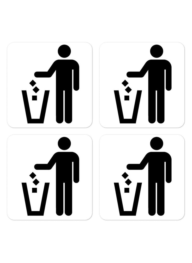 Generic Trash Can Garbage Bin Sign Self Adhesive Vinyl Decal Sticker  Pack of 4 Pcs  - Image 3