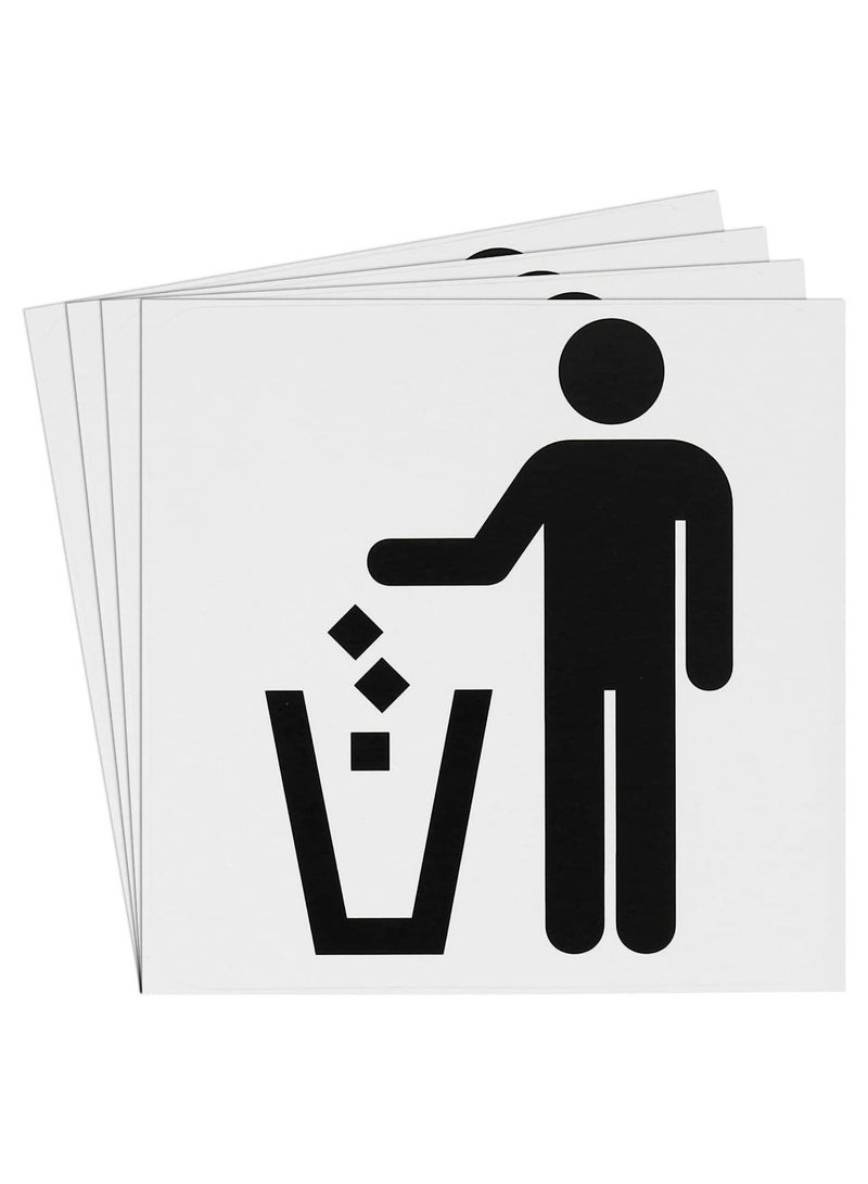 Generic Trash Can Garbage Bin Sign Self Adhesive Vinyl Decal Sticker  Pack of 4 Pcs  - Image 1