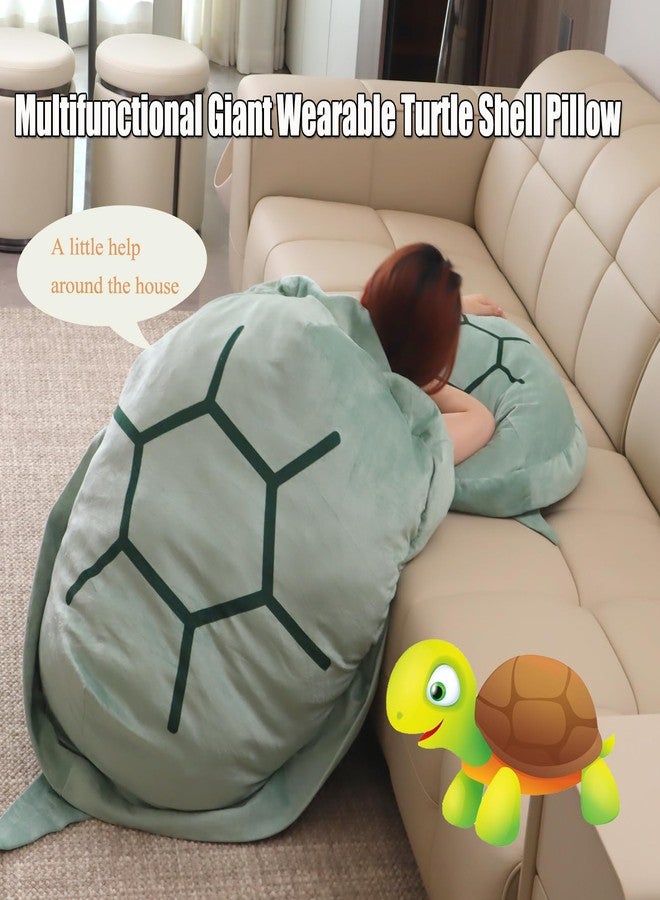 PTAEXCEL Wearable Turtle Shell Pillow, 51in/130cm Giant Wearable Tortoise Shell Plush Removable Oversized Turtle Stuffed Animal Dress Up Cushion Costume for Adults. - Image 2