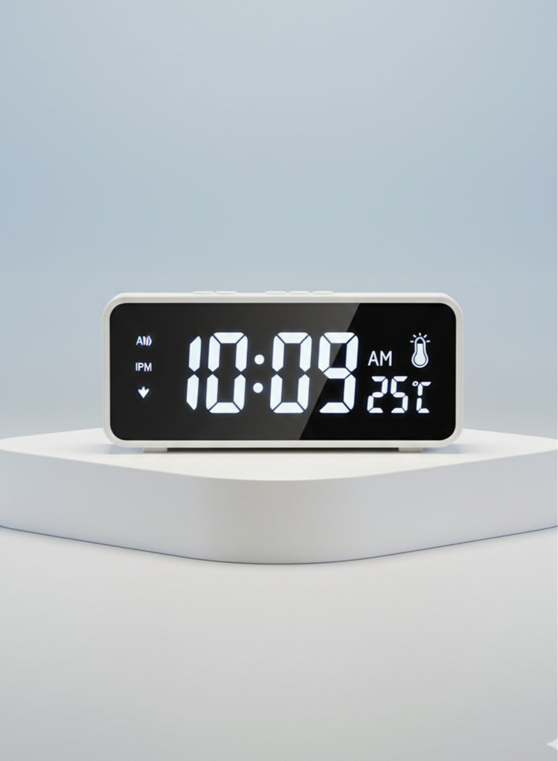 فيكسا برو ساعة منبه رقمية مع سطح مرآة، شاشة LED كبيرة، سطوع قابل للتعديل، وظيفة الغفوة، درجة حرارة داخلية - Image 1