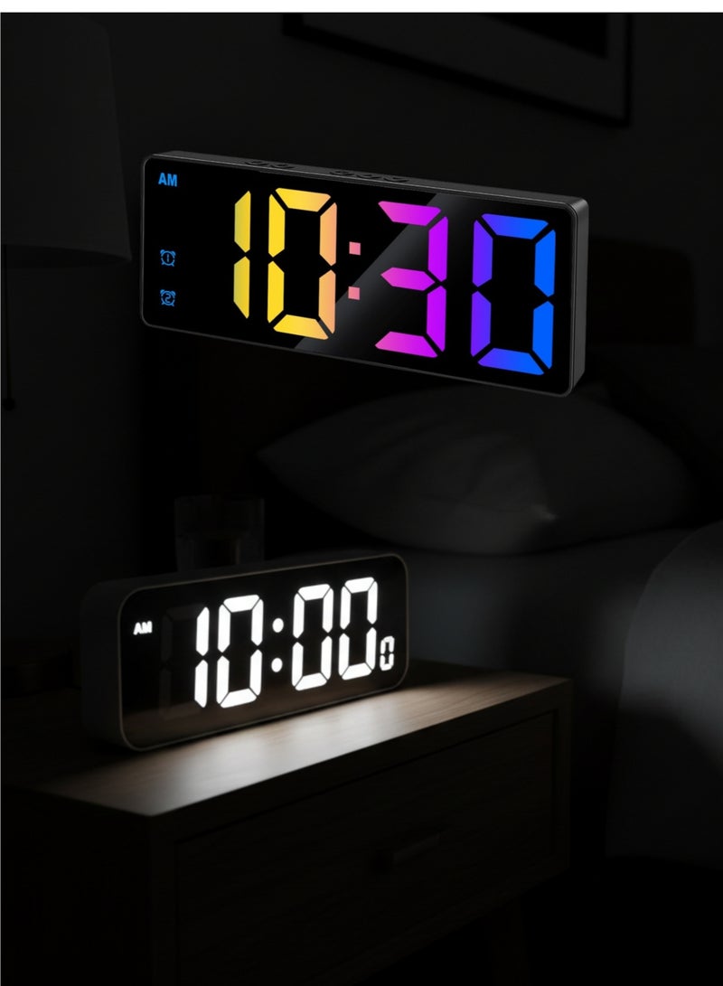 فيكسا برو ساعة منبه رقمية مع سطح مرآة، شاشة LED كبيرة، سطوع قابل للتعديل، وظيفة الغفوة، درجة حرارة داخلية - Image 5